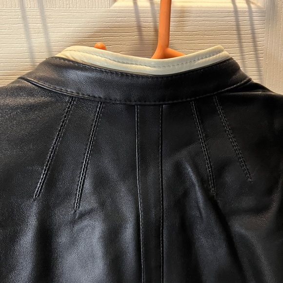 Lamb Skin Black  and White Leather Coat Size Xl. - Picture 5 of 12